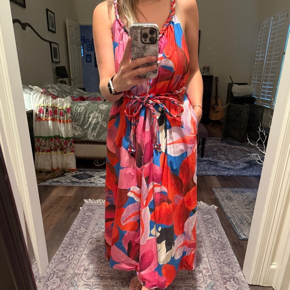 Farm Rio Color Festival Halter Dress - L - Picture 3 of 5